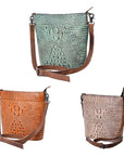 American Darling Crossbody Crocodile Embossed Genuine Leather Women Bag Western Handbag Purse