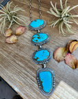 Massive Lariat Necklace – Kingman Turquoise – 19.5 Inch Sterling Silver Paperclip Chain – 8 Inch Drop – Native Made by T. Nez Sr.