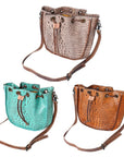American Darling Crocodile Embossed Genuine Leather Women Bag Western Handbag Purse