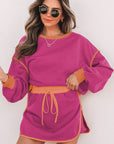 Colorblock Long Sleeve Top and Skort Set