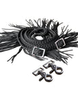 1" X 8Ft Hilason Braided Poly Barrel Horse Racing Reins Flat Grip Knots W/ Snaps