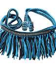 1" X 8Ft Hilason Braided Barrel Horse Racing Reins Knots Fringe Crystal
