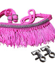 1" X 8Ft Hilason Braided Barrel Horse Racing Reins Knots Fringe Crystal W/ Snaps