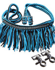 1" X 8Ft Hilason Braided Barrel Horse Racing Reins Knots Fringe Crystal W/ Snaps