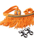 1" X 8Ft Hilason Braided Barrel Horse Racing Reins Knots Fringe Crystal W/ Snaps