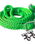 1" X 8Ft Hilason Braided Poly Barrel Horse Racing Flat Reins Green W/ Snaps