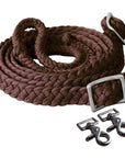 1" X 8Ft Hilason Braided Poly Barrel Horse Racing Flat Reins Green W/ Snaps