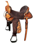 Flex Tree Western Horse Saddle In American Leather Barrel Trail Hilason