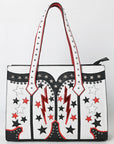 American Darling Tote Hand Printed Genuine Leather Women Bag Western Handbag Purse