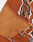 HILASON Pro Rodeo Bull Riding Chaps Genuine Leather Brown