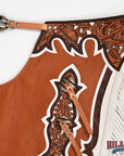 HILASON Pro Rodeo Bull Riding Chaps Genuine Leather Brown