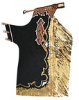 HILASON Pro Rodeo Bull Riding Chaps Genuine Leather Black