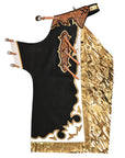 HILASON Pro Rodeo Bull Riding Chaps Genuine Leather Black