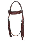 Hilason Western Horse Genuine Leather Headstall Breast Collar Brown Floral Hand Carved Stainless Steel Hardware