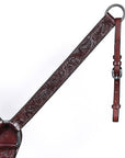 Hilason Western Horse Genuine Leather Headstall Breast Collar Brown Floral Hand Carved Stainless Steel Hardware