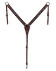 Hilason Western Horse Genuine Leather Headstall Breast Collar Brown Floral Hand Carved Stainless Steel Hardware