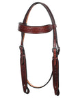 Hilason Western Horse Hand Tooled Headstall Breast Collar Genuine Leather Brown Stainless Steel Hardware