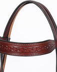 Hilason Western Horse Hand Tooled Headstall Breast Collar Genuine Leather Brown Stainless Steel Hardware