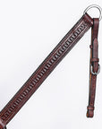Hilason Western Horse Hand Tooled Headstall Breast Collar Genuine Leather Brown Stainless Steel Hardware