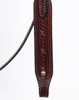 Hilason Western Horse Genuine Leather Headstall Breast Collar Brown Barb Wire Hand Tooled Stainless Steel Hardware