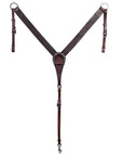 Hilason Western Horse Genuine Leather Headstall Breast Collar Brown Barb Wire Hand Tooled Stainless Steel Hardware