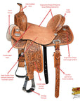 Flex Tree Western Horse Saddle In American Leather Barrel Trail Hilason
