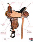 Hilason Western Horse Barrel Racing Wooden Tree American Leather Saddle