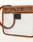 American Darling Western Hand Tooled Carved Genuine Leather Clear Bag Women Bag Handbag Purse