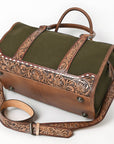 American Darling Duffel Hand Tooled Saddle Blanket Genuine Leather Women Bag Western Handbag Purse