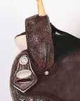 Hilason Western Horse Barrel Flex Tree Trail American Leather Saddle Antique Dark Brown Gorgeous Floral Hand Tooled & Carved