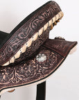 Hilason Western Horse Barrel Flex Tree Trail American Leather Saddle Antique Dark Brown Gorgeous Floral Hand Tooled & Carved