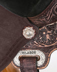 Hilason Western Horse Barrel Flex Tree Trail American Leather Saddle Antique Dark Brown Gorgeous Floral Hand Tooled & Carved