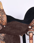 Hilason Western Horse Barrel Flex Tree Trail American Leather Saddle Antique Brown Gorgeous Floral Hand Tooled & Carved