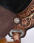 Hilason Western Horse Barrel Flex Tree Trail American Leather Saddle Antique Brown Gorgeous Floral Hand Tooled & Carved