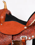 Hilason Western Horse Barrel Flex Tree Trail Saddle American Leather Saddle Tan Gorgeous Floral Hand Tooled & Carved