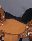 Hilason Western Horse Barrel Flex Tree Trail American Leather Saddle Brown Gorgeous Floral Hand Tooled & Carved