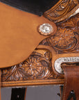 Hilason Western Horse Barrel Flex Tree Trail American Leather Saddle Brown Gorgeous Floral Hand Tooled & Carved