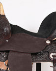 Hilason Western Horse Barrel Flex Tree Trail American Leather Saddle Dark Brown Gorgeous Floral Hand Tooled & Carved
