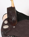 Hilason Western Horse Barrel Flex Tree Trail American Leather Saddle Dark Brown Gorgeous Floral Hand Tooled & Carved