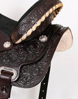 Hilason Western Horse Barrel Flex Tree Trail American Leather Saddle Dark Brown Gorgeous Floral Hand Tooled & Carved