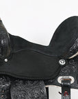 Hilason Flex Tree Western Horse Saddle American Leather Trail Barrel Black With Floral Hand Carved