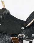 Hilason Flex Tree Western Horse Saddle American Leather Trail Barrel Black With Floral Hand Carved