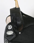 Hilason Flex Tree Western Horse Saddle American Leather Trail Barrel Black With Floral Hand Carved