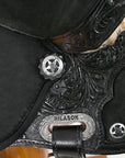 Hilason Flex Tree Western Horse Saddle American Leather Trail Barrel Black With Floral Hand Carved