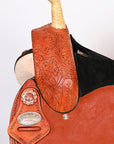 Hilason Western Horse Barrel Flex Tree Trail Saddle American Leather Saddle Tan Gorgeous Floral Hand Tooled & Carved