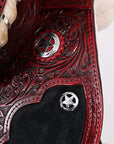 Hilason Western Horse Barrel Flex Tree Trail American Leather Saddle Mahogany Gorgeous Floral Hand Tooled & Carved