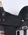 Hilason Western Horse Barrel Flex Tree Trail American Leather Saddle Black Gorgeous Floral Hand Tooled & Carved