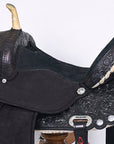 Hilason Western Horse Barrel Flex Tree Trail American Leather Saddle Black Gorgeous Floral Hand Tooled & Carved