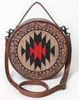 American Darling Canteen Saddle Blanket Hand Tooled Genuine Leather Women Bag Western Handbag Purse