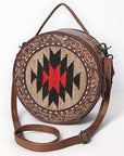 American Darling Canteen Saddle Blanket Hand Tooled Genuine Leather Women Bag Western Handbag Purse